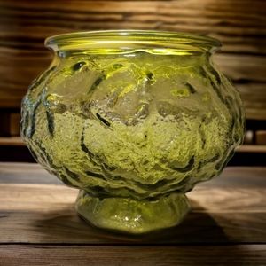 HOST PICK 😊 Vtg E. O. Brody Footed Avocado Green Depression Glass Bowl